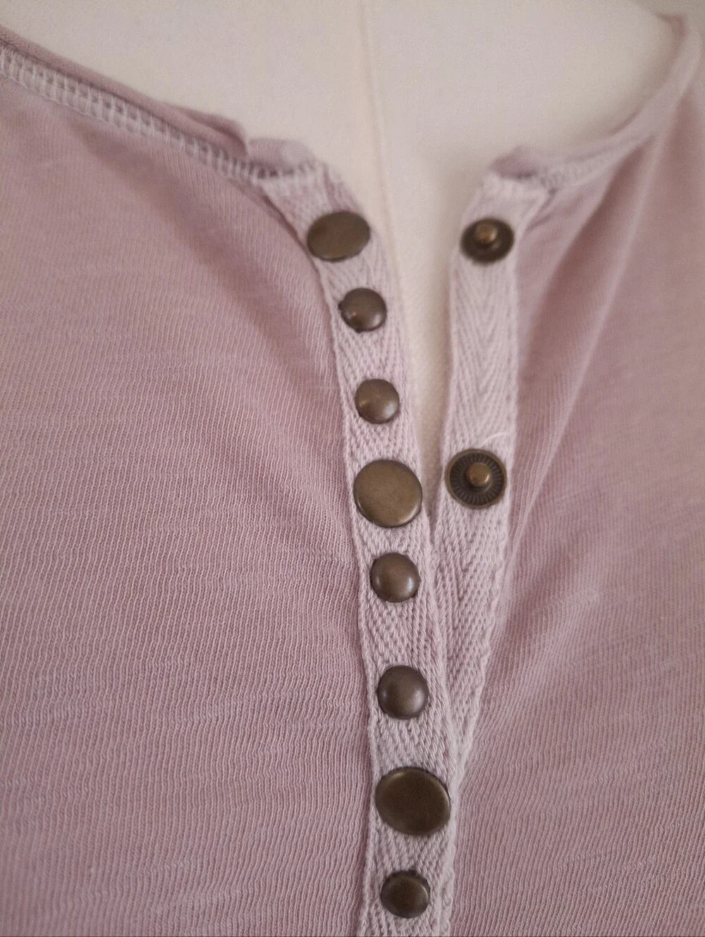 We The Free Snow Drop Puff Sleeve Slub Cotton Henley Tee